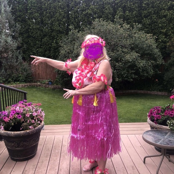 7pcs Hawaiian Hula Costume Set, Tropical Grass Skirt, Lei, Beach Party,Halloween - Picture 9 of 10